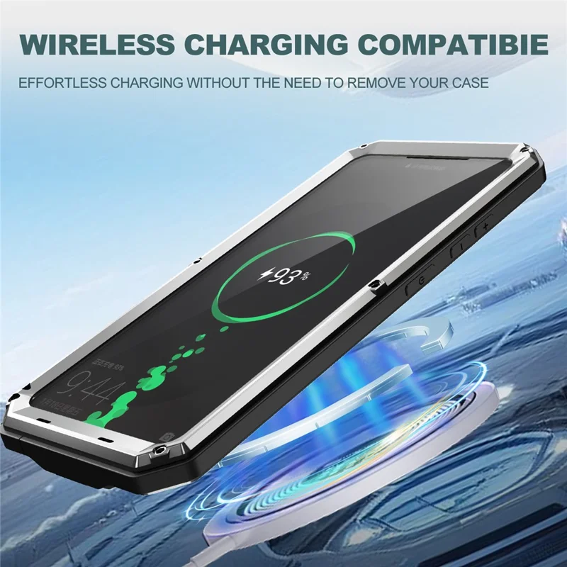 R-JUST For Samsung Galaxy S26 Ultra Case PC + Silicone + Metal Back Cover with Tempered Glass Film - Silver