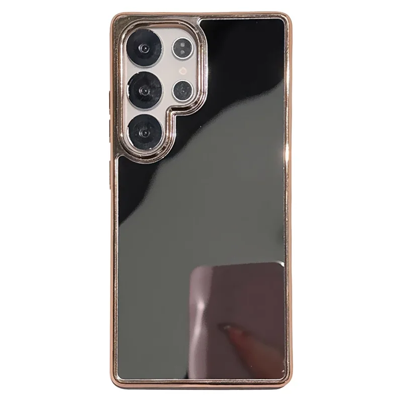 TPU-hoesje voor Samsung Galaxy S25 Ultra met electroplating en make-upspiegel - Goud