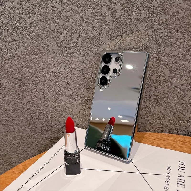 TPU-hoesje voor Samsung Galaxy S25 Ultra met electroplating en make-upspiegel - Goud