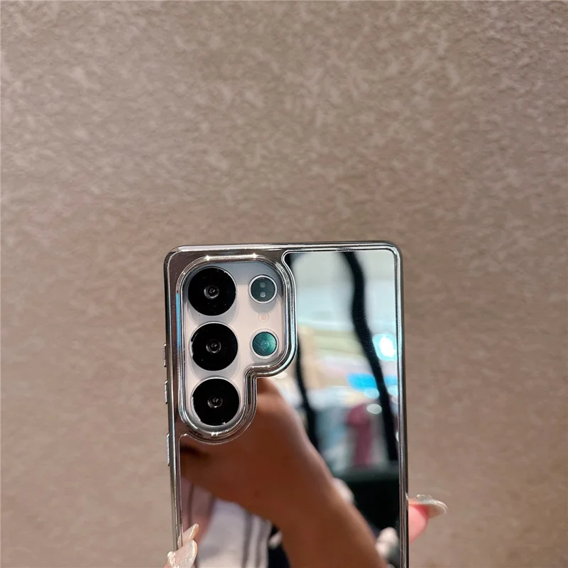 TPU-hoesje voor Samsung Galaxy S25 Ultra met electroplating en make-upspiegel - Goud