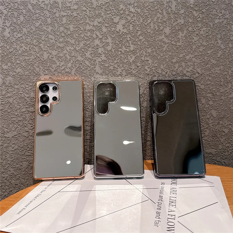 TPU-hoesje voor Samsung Galaxy S25 Ultra met electroplating en make-upspiegel - Goud