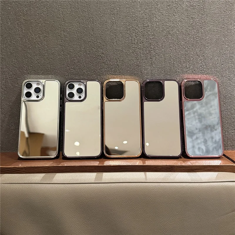 Für iPhone 16 Pro TPU-Hülle mit Galvanik-Beschichtung und Schminkspiegel - Gold