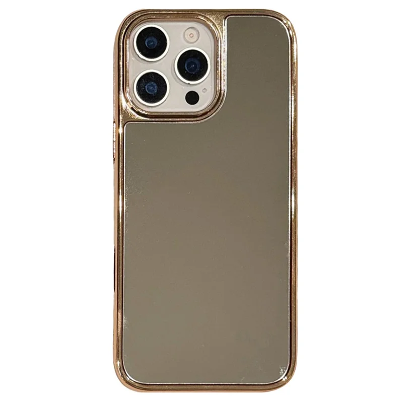 Für iPhone 16 Pro Max TPU Hülle Galvanik Make-up Spiegel Handyhülle - Gold