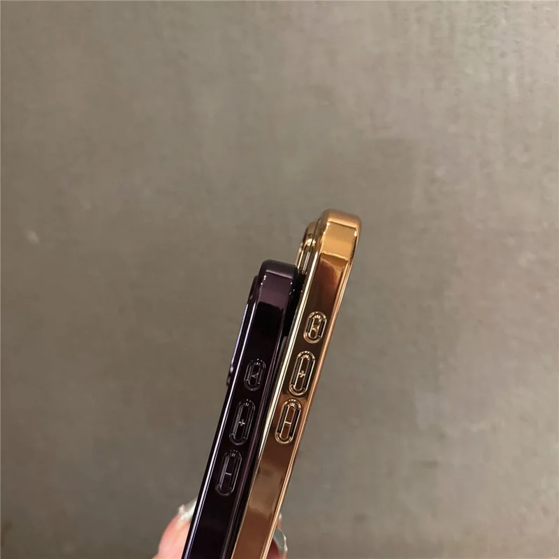Für iPhone 16 Pro Max TPU Hülle Galvanik Make-up Spiegel Handyhülle - Gold
