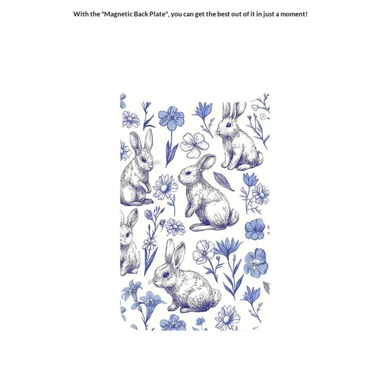 For iPhone 17 Pro Magnetic Case TPU PC Phone Cover with Detachable Sketch Rabbit Pattern Backplate - Purple