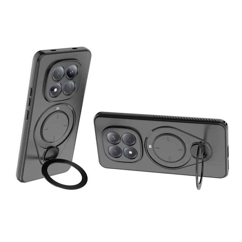 For Xiaomi Redmi Note 15 Pro 4G (Global) Magnetic Case Rotating Kickstand TPU PC Phone Cover - Black