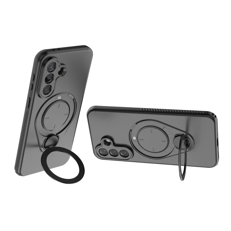 For Samsung Galaxy A37 5G Magnetic Case Rotating Kickstand TPU PC Phone Cover - Black