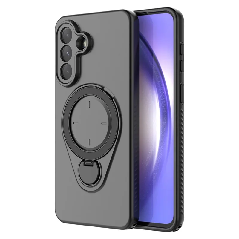 For Samsung Galaxy A57 5G Magnetic Case Rotating Kickstand TPU PC Phone Cover - Black