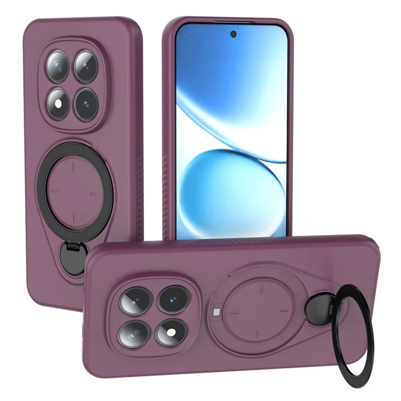 For Xiaomi Redmi Note 15 Pro+ 5G (Global)  /  Poco M8 Pro 5G Magnetic Case Rotating Kickstand TPU PC Phone Cover - Purple