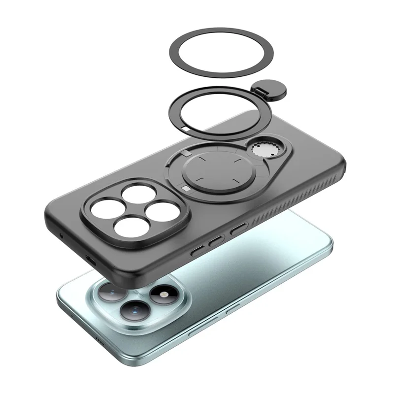 For Xiaomi Redmi Note 15 Pro+ 5G (Global)  /  Poco M8 Pro 5G Magnetic Case Rotating Kickstand TPU PC Phone Cover - Purple