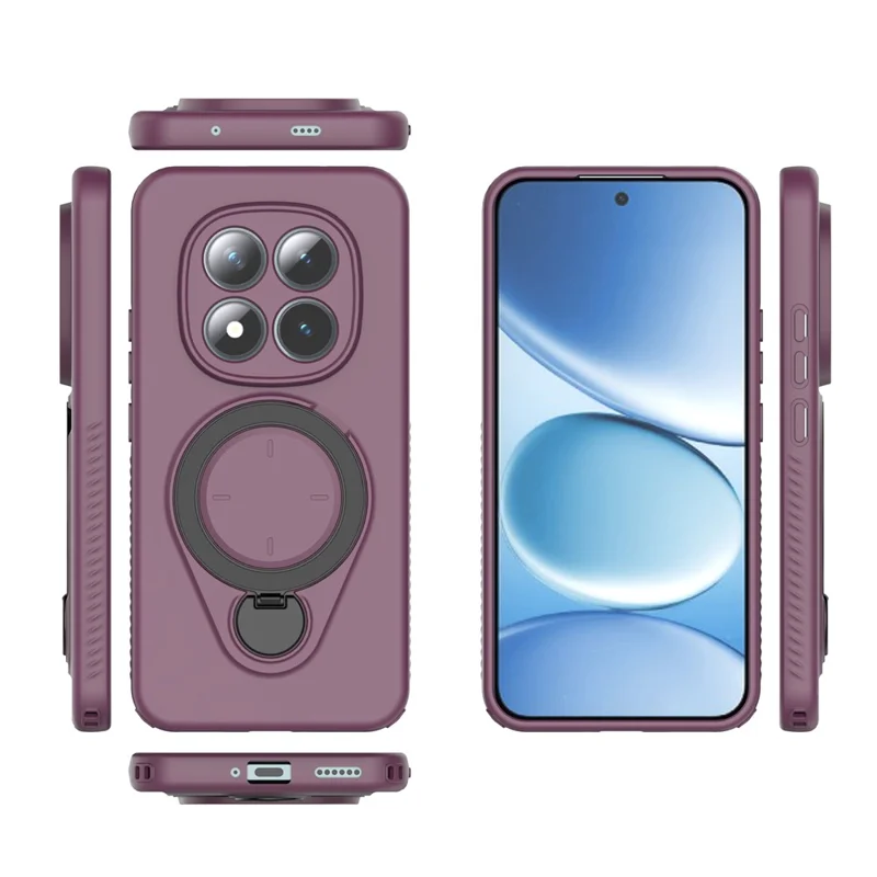 For Xiaomi Redmi Note 15 Pro+ 5G (Global)  /  Poco M8 Pro 5G Magnetic Case Rotating Kickstand TPU PC Phone Cover - Purple