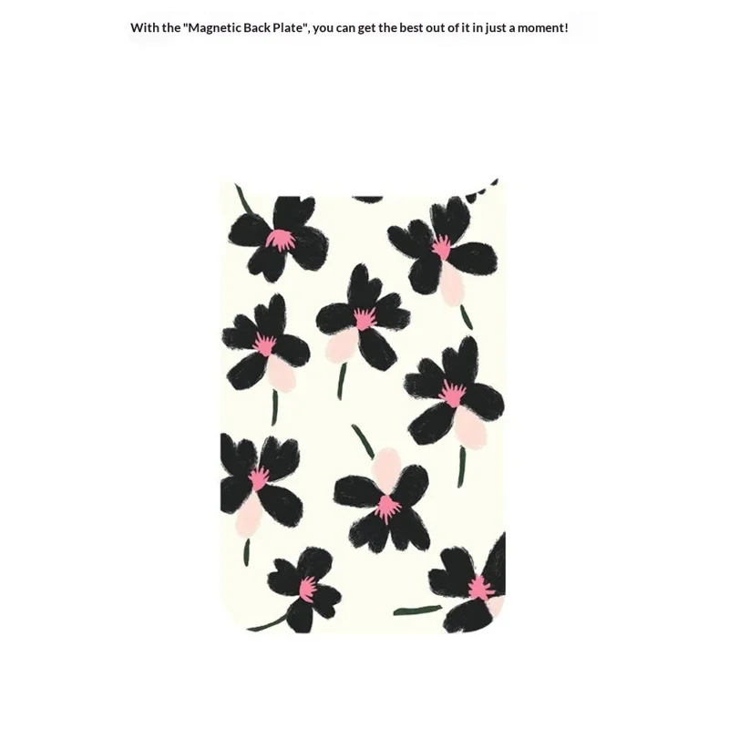 For iPhone 17 Pro Max Magnetic Case TPU PC Phone Cover with Detachable Oil Painting Flowers Pattern Backplate - Black