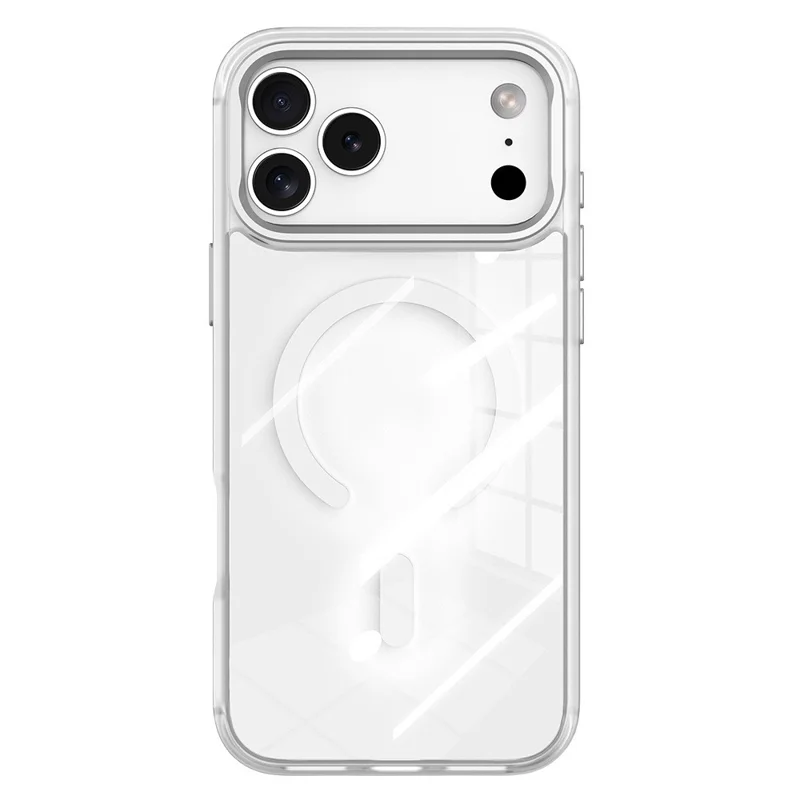 Coque magnétique pour iPhone 17 Pro, housse en TPU et PC avec plaque arrière amovible à motif de fleurs tableau huile - Blanc