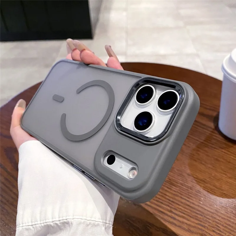 For iPhone 17 Pro Magnetic Case Skin Feel Hybrid Phone Back Cover Compatible with MagSafe - Grey