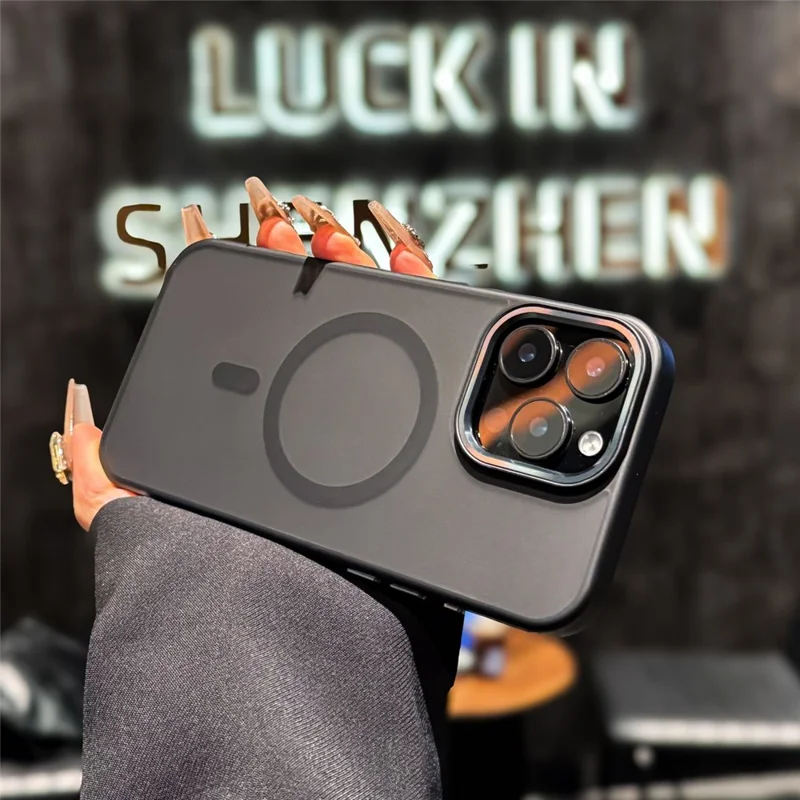 For iPhone 16 Pro Magnetic Case Skin Feel Hybrid Phone Back Cover Compatible with MagSafe - Black