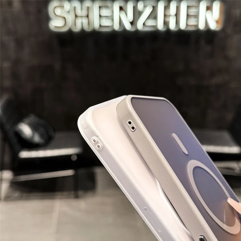 For iPhone 16 Pro Magnetic Case Skin Feel Hybrid Phone Back Cover Compatible with MagSafe - Black