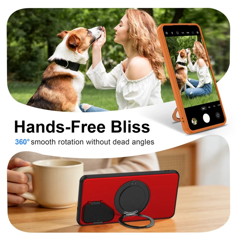 For Samsung Galaxy S26 Magnetic Case TPU + PC Rotary Kickstand Phone Cover with Camera Shield - Black