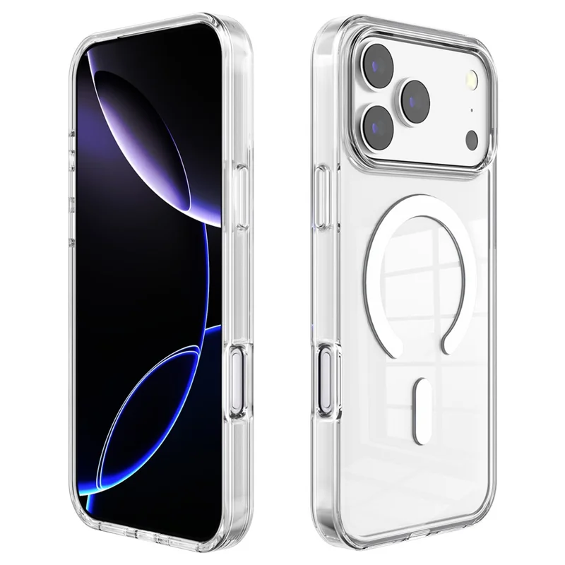 Coque magnétique transparente pour iPhone 17 Pro, housse de protection en TPU et PC avec double couche, compatible avec MagSafe - Vente en gros