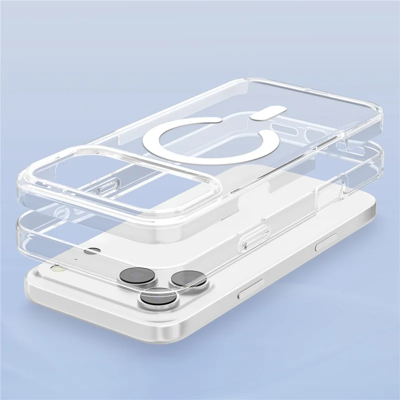 Coque magnétique transparente pour iPhone 17 Pro, housse de protection en TPU et PC avec double couche, compatible avec MagSafe - Vente en gros