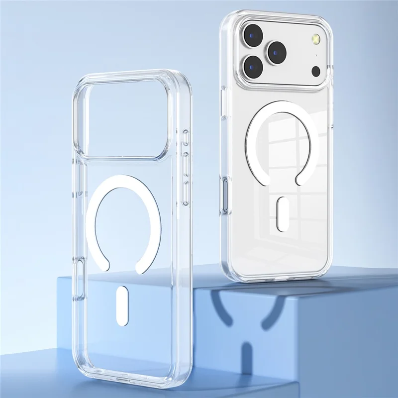 Coque magnétique transparente pour iPhone 17 Pro, housse de protection en TPU et PC avec double couche, compatible avec MagSafe - Vente en gros