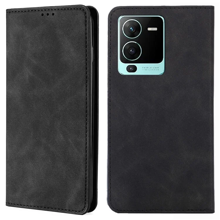 Per Vivo V25 Pro 5G Resistente Alla Pelle Resistente Alla Pelle PU Coperchio Pecolo Pecolo Per Coperchi - Nero