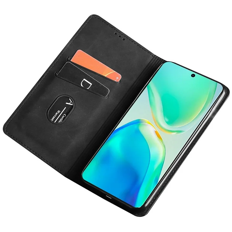 Per Vivo V25 Pro 5G Resistente Alla Pelle Resistente Alla Pelle PU Coperchio Pecolo Pecolo Per Coperchi - Nero