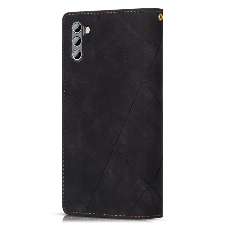 Étui de Téléphone de Portefeuille en Cuir Pour Samsung Galaxy S23 5G Couvoir de Protection Anti-bas Couleur D'épissage Support de Ligne D'empreinte Case de Téléphone Avec Poche à Fermeture Éclair - le Noir