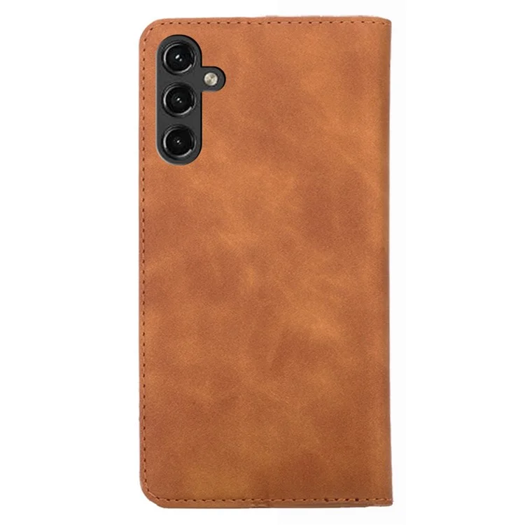 PU Leather Cover for Samsung Galaxy A14 5G / A14 4G Stand Skin-touch Feeling Flip Case with Card Holder - Light Brown
