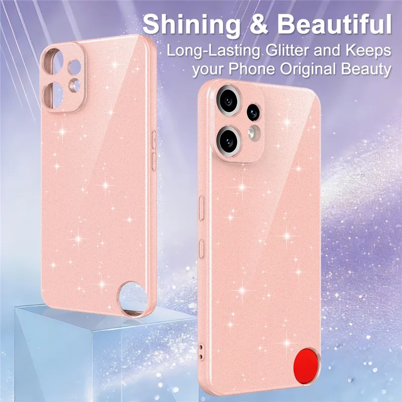 For Nothing CMF Phone 2 Pro Magnetic Case Glitter TPU Shockproof Phone Cover with Lanyard - Pink