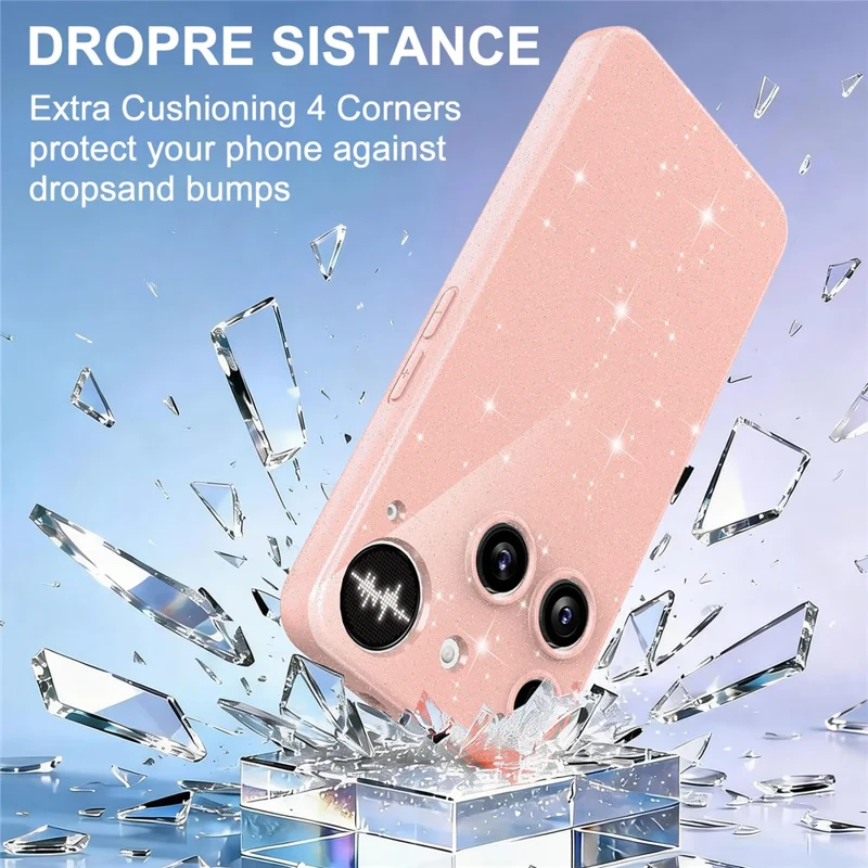 Étui magnétique pour Nothing Phone (3) 5G, étui en TPU scintillant antichoc avec dragonne - Rose