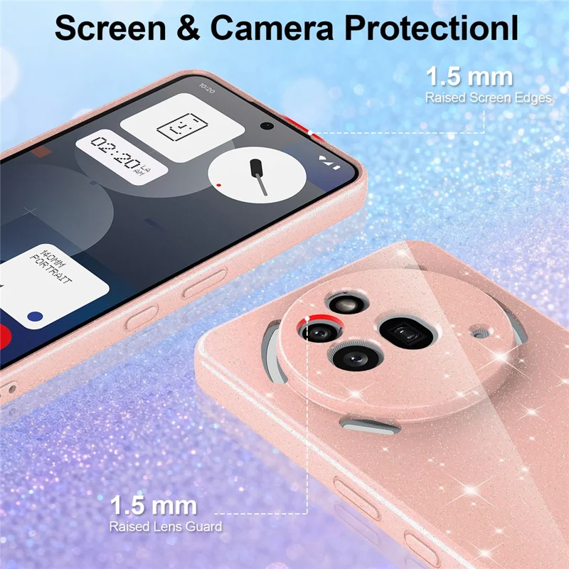 For Nothing Phone (3a) Pro Magnetic Case Glitter TPU Shockproof Phone Cover with Lanyard - Pink