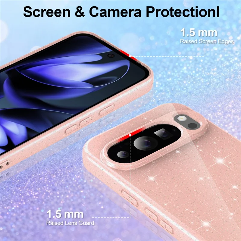 Чехол для Google Pixel 10 Pro с магнитом, блестящий ударопрочный чехол из ТПУ с ремешком — розовый