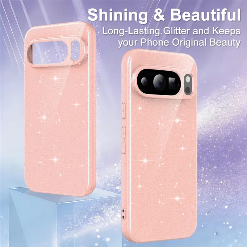 Чехол для Google Pixel 10 Pro с магнитом, блестящий ударопрочный чехол из ТПУ с ремешком — розовый