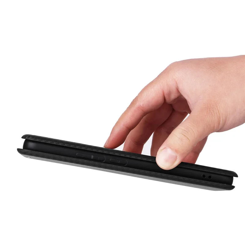 Capa para Telemóvel Realme 16 Pro+ 5G com Textura em Fibra de Carbono, à Prova de Quedas, em Pele PU - Preto