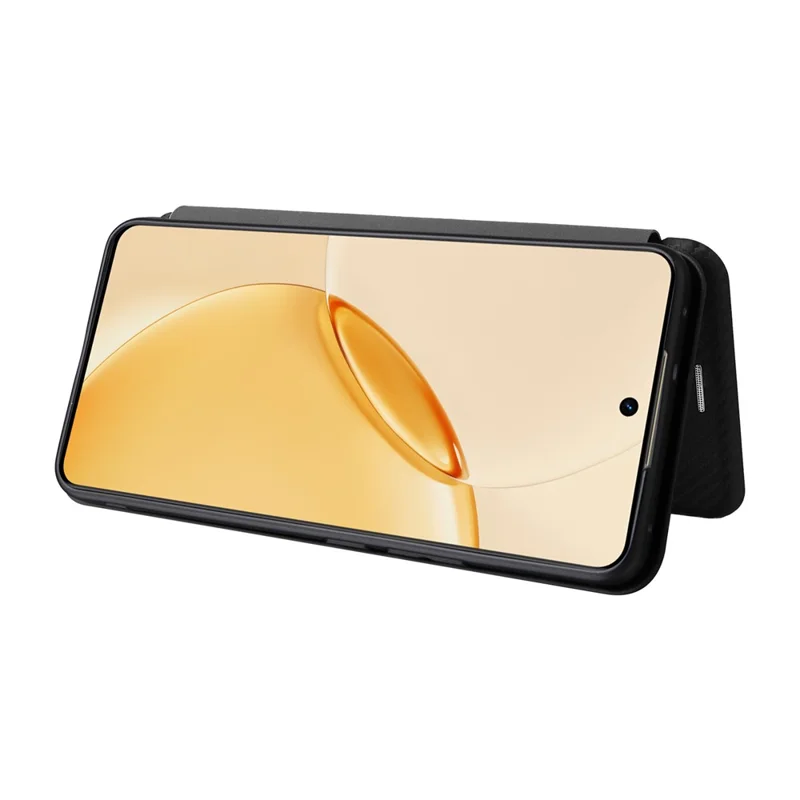 Capa para Realme 16 Pro 5G com Textura em Fibra de Carbono, Capa Protetora em Pele PU à Prova de Quedas - Preto