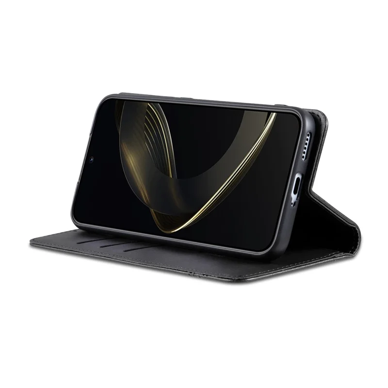 AZNS For Xiaomi Redmi Turbo 5 5G Case Cowhide Texture PU Leather Wallet Phone Cover - Black