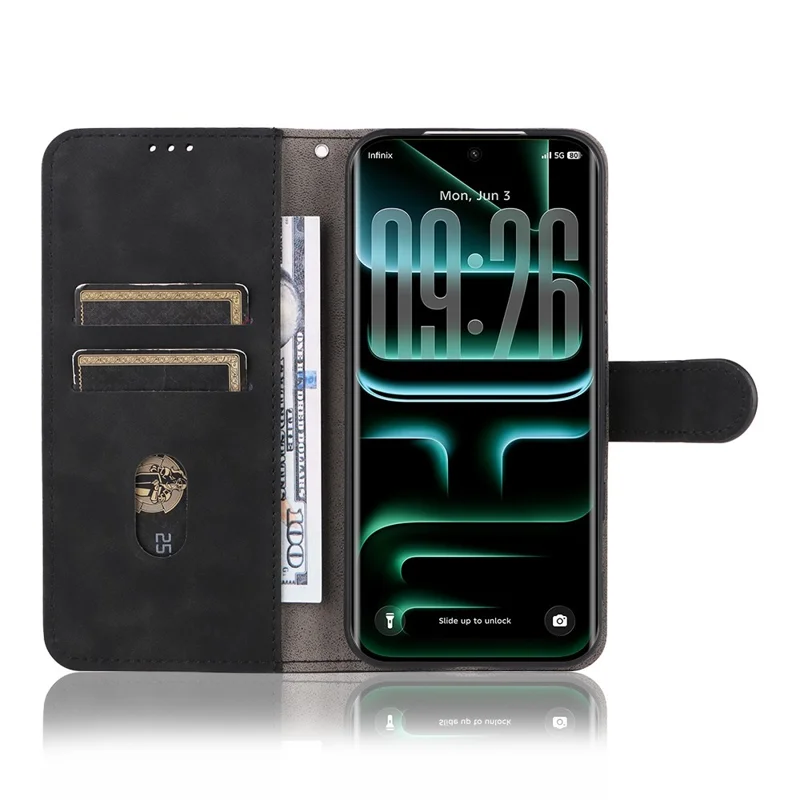 Étui en cuir pour Infinix Note Edge 5G, housse anti-chute avec revêtement tactile doux, portefeuille avec support orientable - Noir