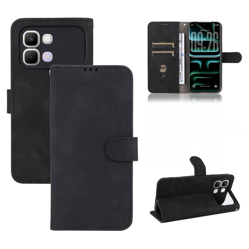 Étui en cuir pour Infinix Note Edge 5G, housse anti-chute avec revêtement tactile doux, portefeuille avec support orientable - Noir
