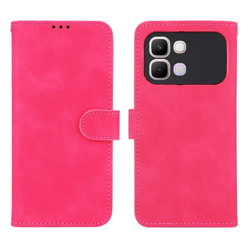 Funda de cuero para Infinix Note Edge 5G, carcasa con sensación de piel, resistente a caídas, con billetera y soporte, tipo libro - Rosa