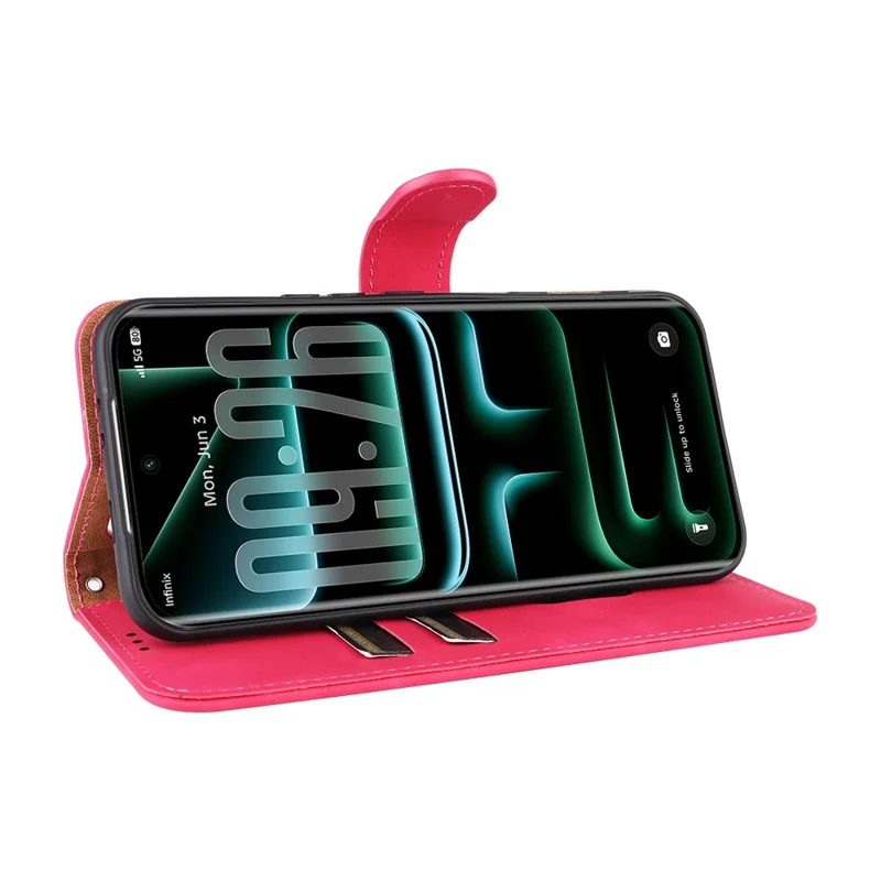 Funda de cuero para Infinix Note Edge 5G, carcasa con sensación de piel, resistente a caídas, con billetera y soporte, tipo libro - Rosa