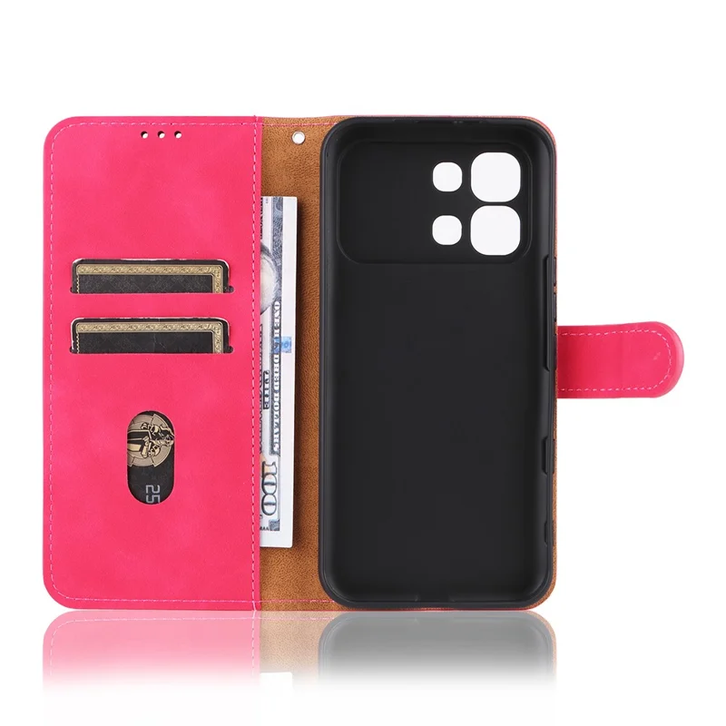 Funda de cuero para Infinix Note Edge 5G, carcasa con sensación de piel, resistente a caídas, con billetera y soporte, tipo libro - Rosa