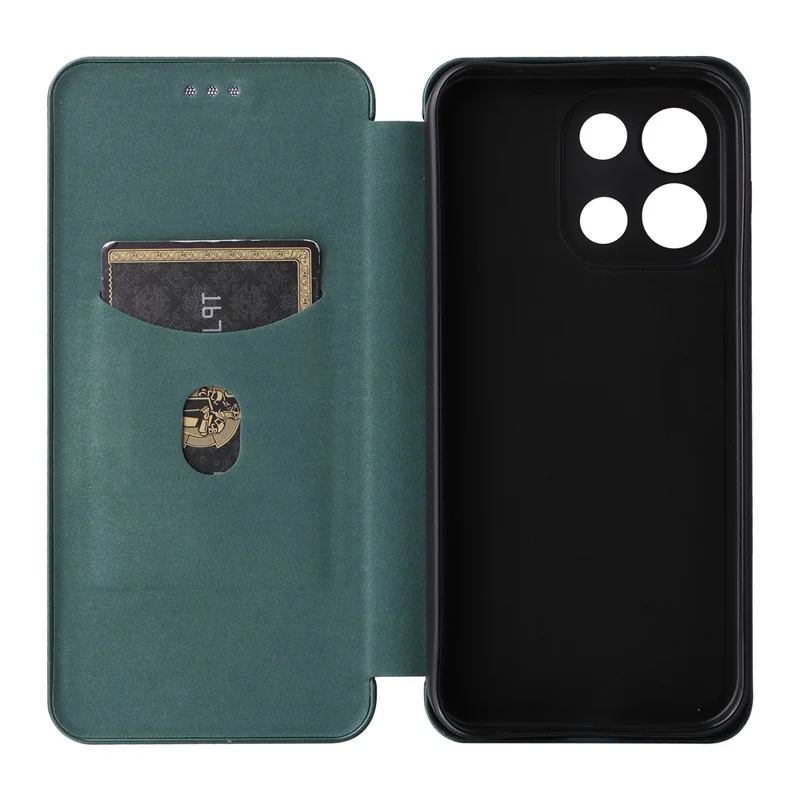 For OnePlus Turbo 6 5G Case Carbon Fiber Texture Drop-Proof PU Leather Phone Cover - Green
