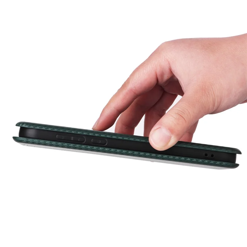 For OnePlus Turbo 6 5G Case Carbon Fiber Texture Drop-Proof PU Leather Phone Cover - Green