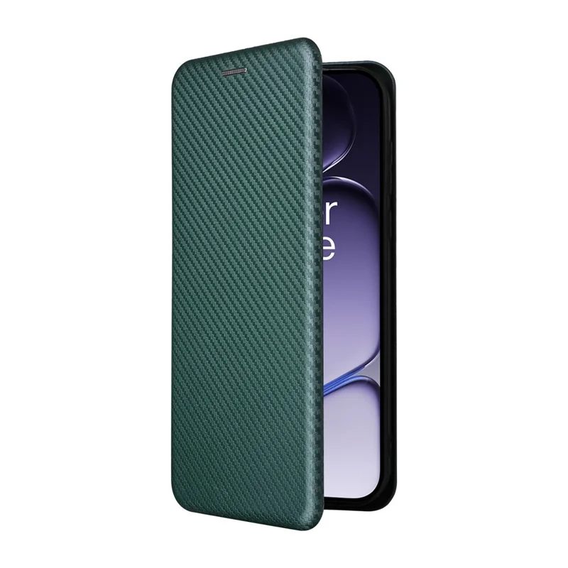 For OnePlus Turbo 6 5G Case Carbon Fiber Texture Drop-Proof PU Leather Phone Cover - Green