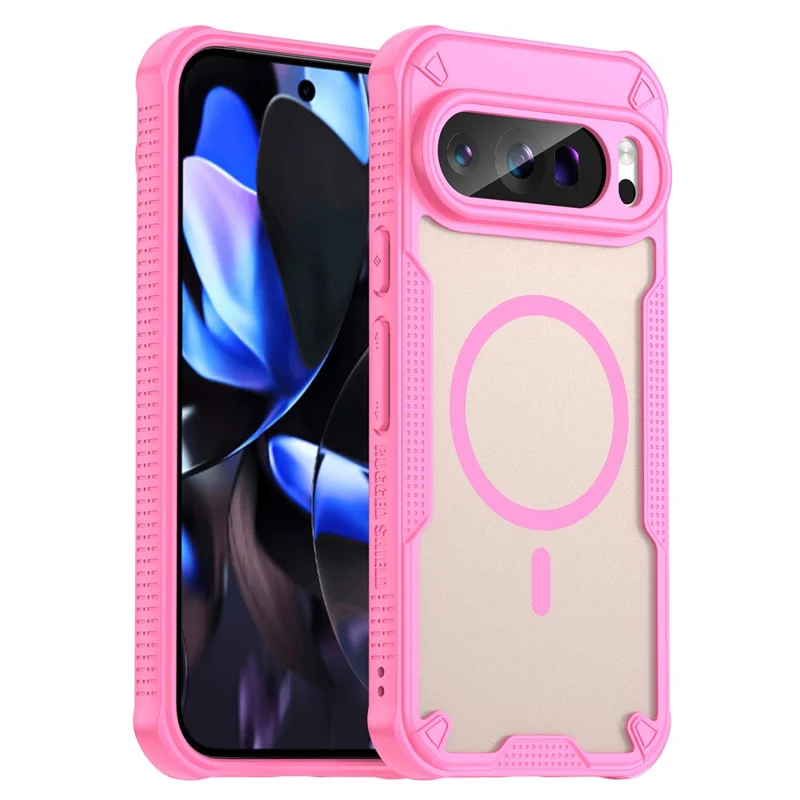 For Google Pixel 9 Pro Magnetic Case TPU + PC Phone Back Cover - Pink