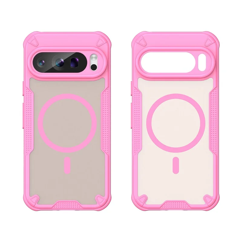 For Google Pixel 9 Pro Magnetic Case TPU + PC Phone Back Cover - Pink