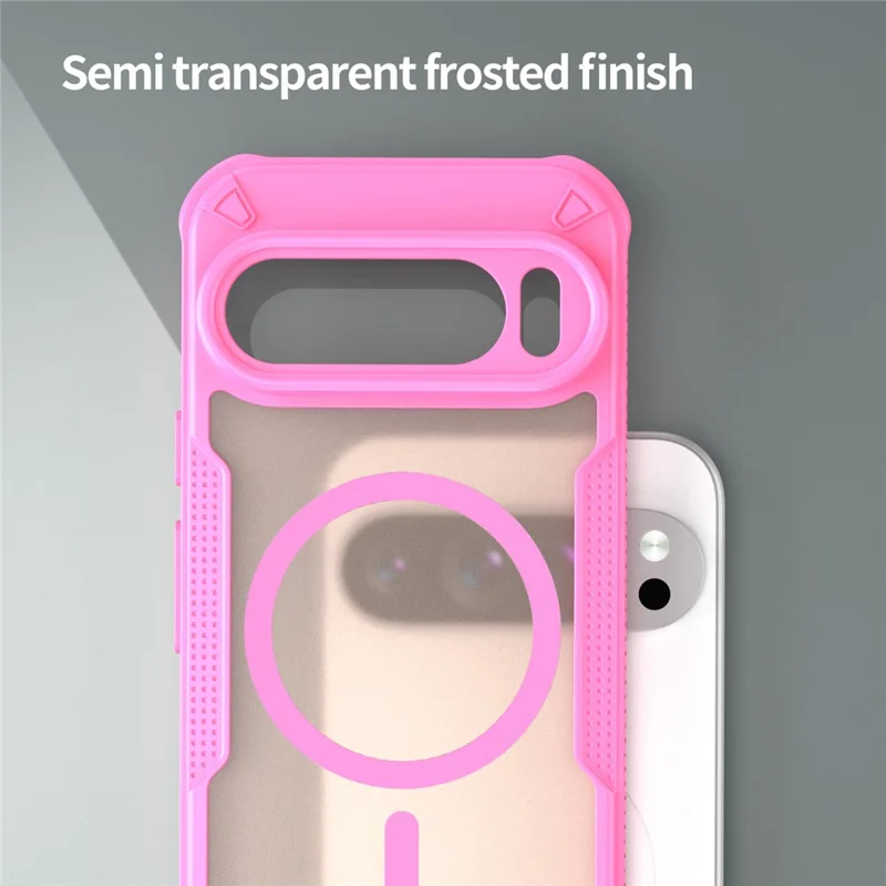 For Google Pixel 9 Pro Magnetic Case TPU + PC Phone Back Cover - Pink
