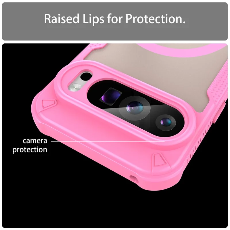 For Google Pixel 9 Pro Magnetic Case TPU + PC Phone Back Cover - Pink
