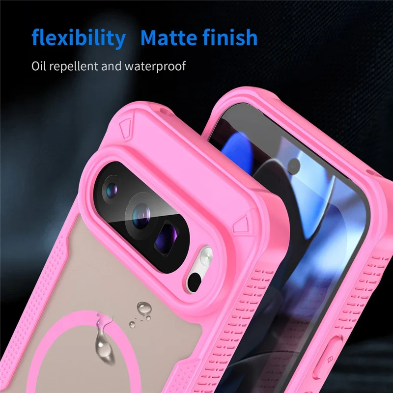 For Google Pixel 9 Pro Magnetic Case TPU + PC Phone Back Cover - Pink
