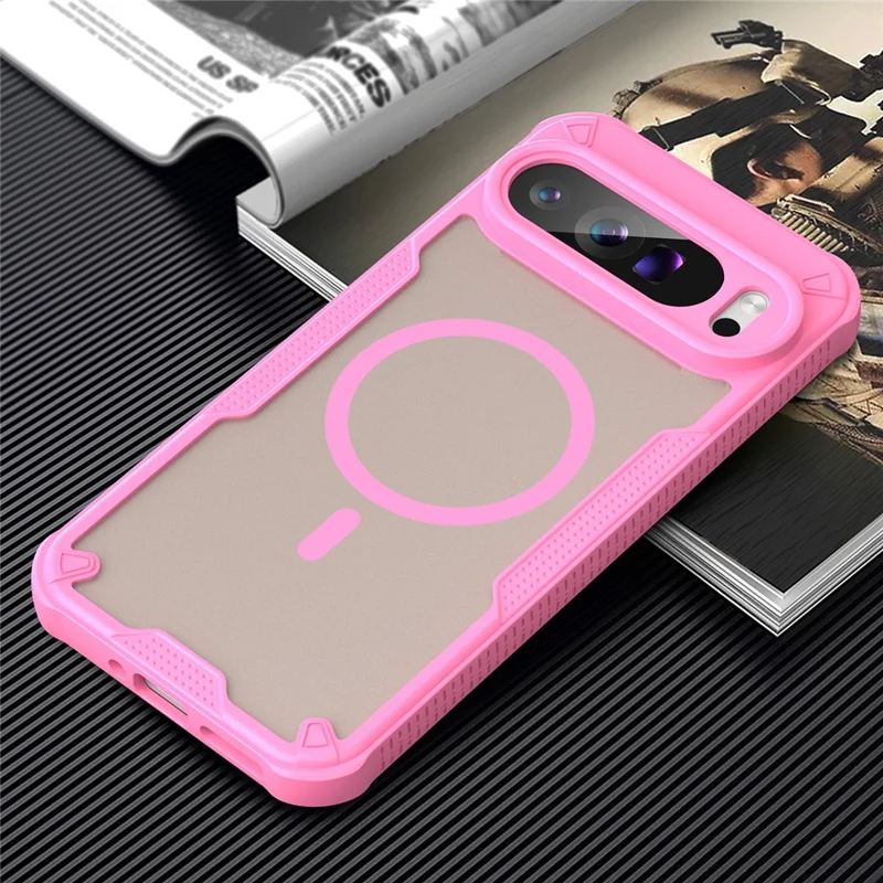 For Google Pixel 9 Pro XL Magnetic Case TPU + PC Phone Back Cover - Pink